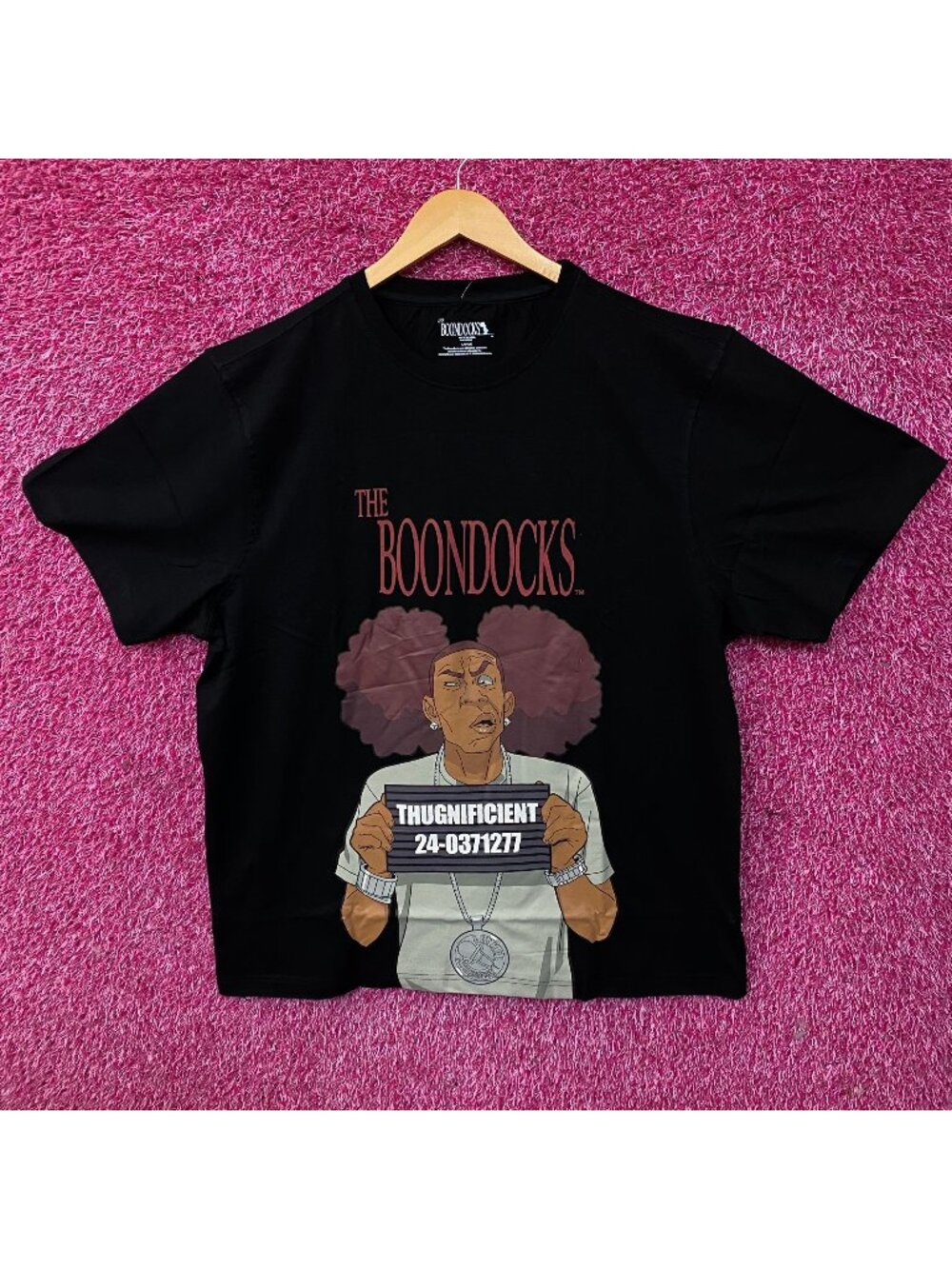 The Boondocks Thugnificent Mugshot Black T-Shirt Large
